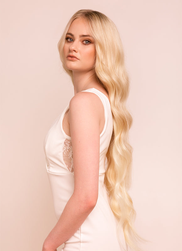 30 Inch Ultimate Volume Clip in Hair Extensions 60 Light Blonde 8 Piece 300 grams