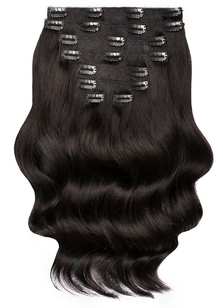 16 Inch Full Volume Clip in Hair Extensions #1 Jet Black