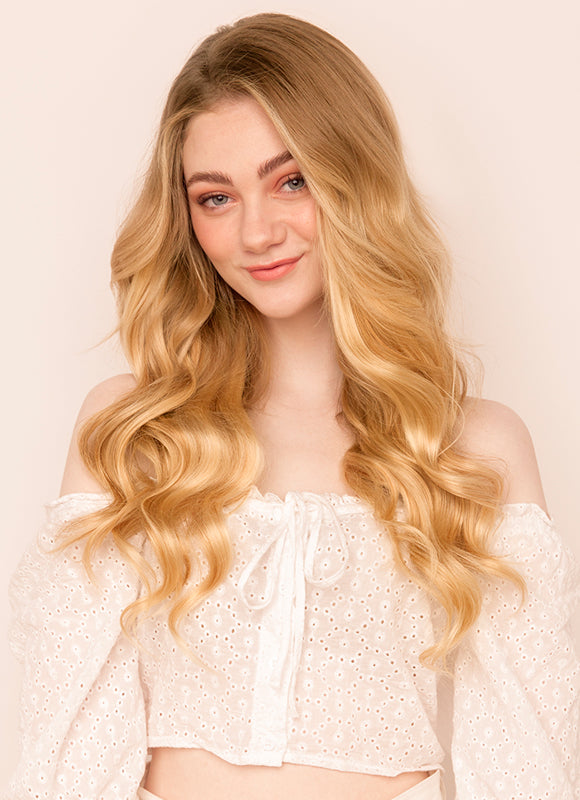 16 inch Ultimate Volume Clip in Hair Extensions in Light Brown & Blonde Balayage
