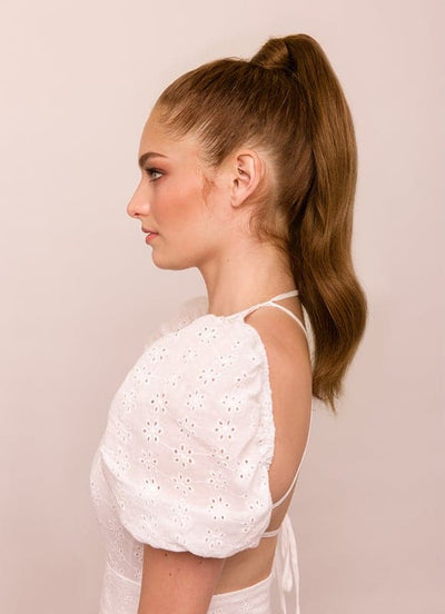 16 inch Clip in Ponytail Extension #4 Medium Brown