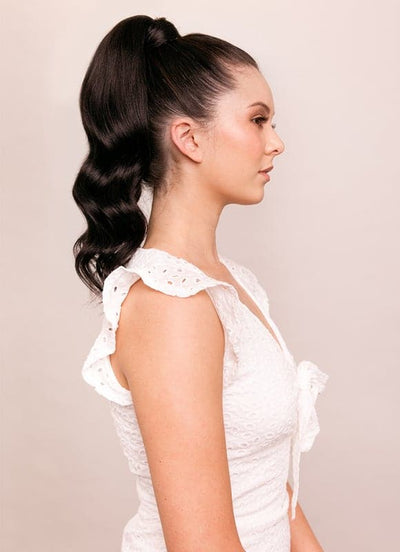 16 inch Clip in Ponytail Extension #1B Natural Black
