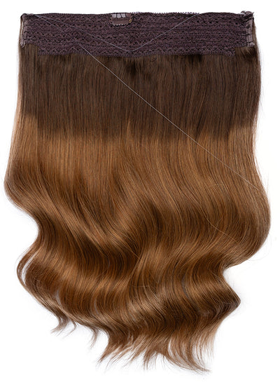16 inch Halo Hair Extensions Dark to Light Brown Ombre