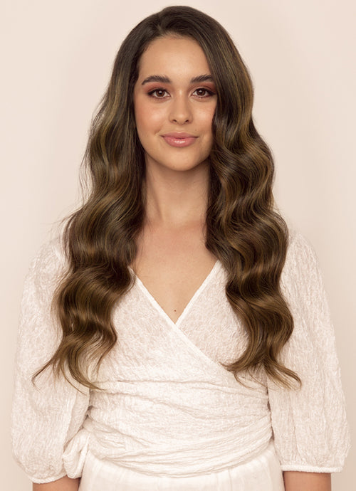 16 inch Halo Hair Extensions Mocha & Medium Brown Balayage