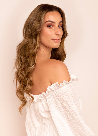 16 inch Halo Hair Extensions Dark & Light Brown Balayage