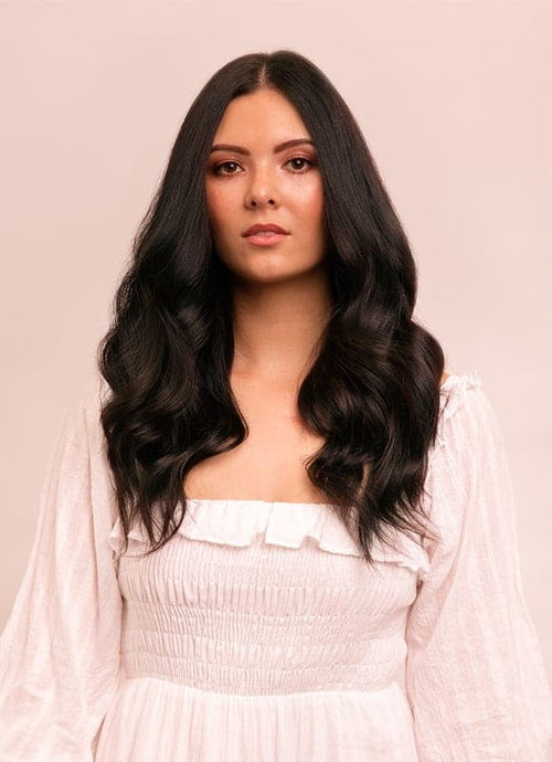 16 inch Halo Hair Extensions in #1B Natural Black