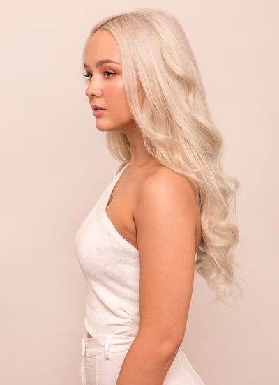 16 inch Halo Hair Extensions in #60W Platinum Blonde