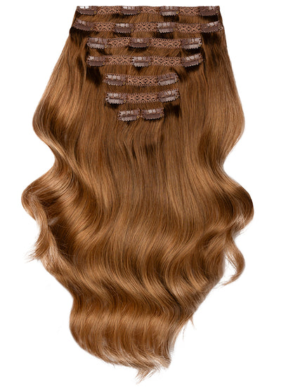 16 inch Ultimate Volume Clip in Hair Extensions Medium to Chestnut Brown Ombre