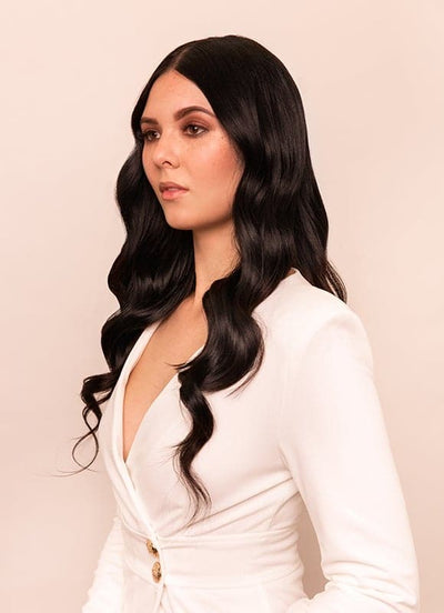 20 inch Seamless Clip in Hair Extensions #1B Natural Black