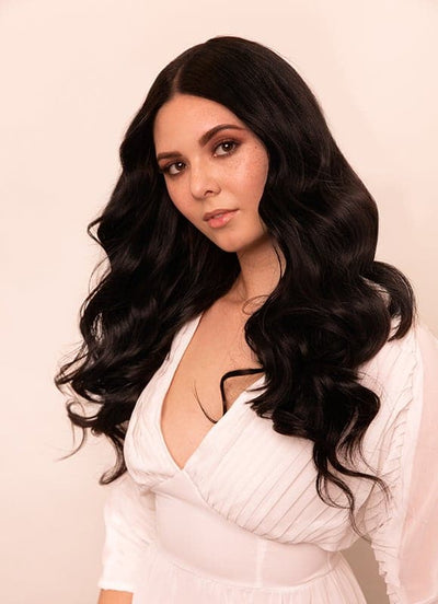 20 inch Ultimate Volume Clip in Hair Extensions in #in 1B Natural Black