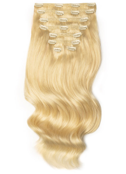 20 Inch Full Volume Clip in Hair Extensions #613 Bleached Blonde