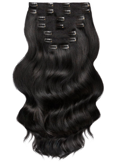 24 inch Deluxe Clip in Hair Extensions #1 Jet Black