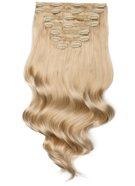 20 inch Full Volume Clip in Hair Extensions Ice Blonde