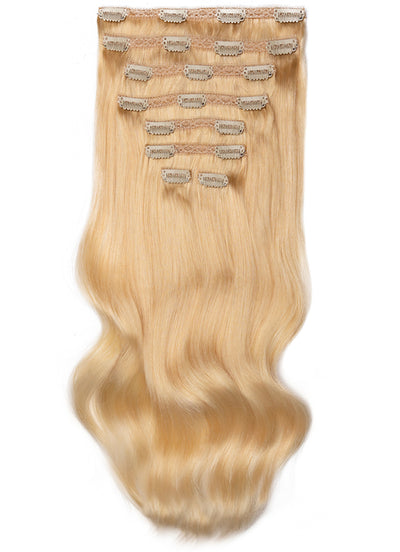 20 inch Full Volume Clip in Hair Extensions #613 Bleached Blonde