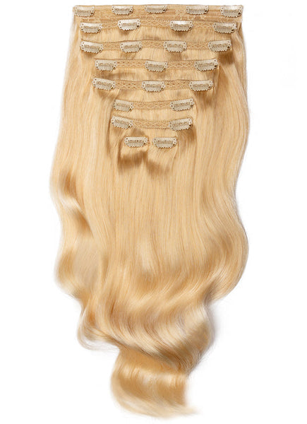 20 Inch Full Volume Clip in Hair Extensions #613 Bleached Blonde