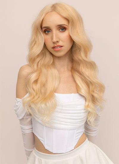 20 inch Deluxe Clip in Hair Extensions #613 Bleached Blonde