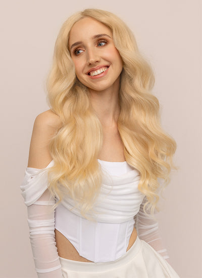 20 inch Deluxe Clip in Hair Extensions #613 Bleached Blonde