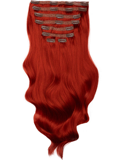 20 inch Full Volume Clip in Hair Extensions Bright Red