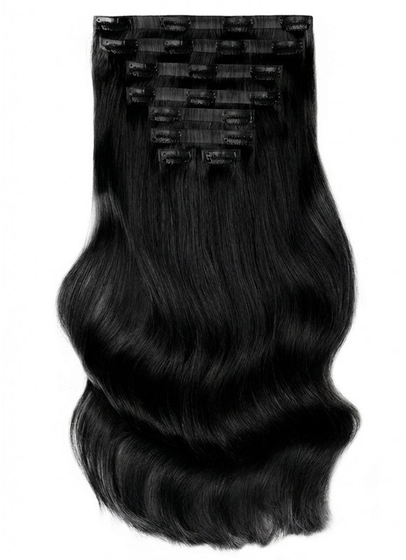 20 inch Seamless Clip in Hair Extensions #1 Jet Black