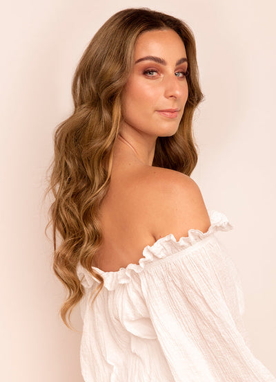 20 inch Seamless Clip in Hair Extensions Dark & Light Brown Balayage