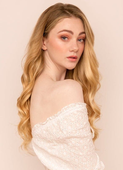 20 inch Seamless Clip in Hair Extensions Ash Brown & Light Blonde Balayage