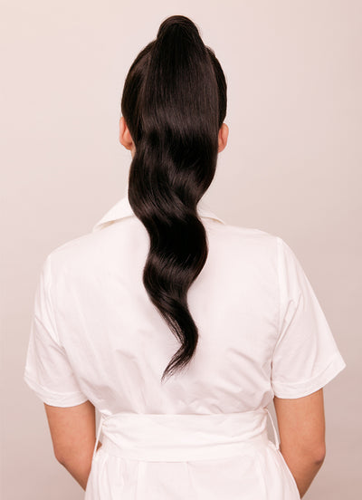 22 Inch Clip in Ponytail Extension #1B Natural Black