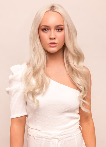22 inch Halo Hair Extensions in #60W Platinum Blonde