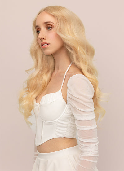 22 inch Halo Hair Extensions in #613 Bleached Blonde