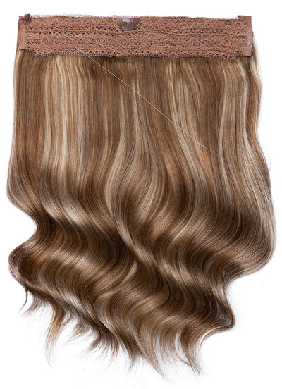 22 inch Halo Hair Extensions in Brown & Blonde (Bronde) Balayage #F4A-4A8A613