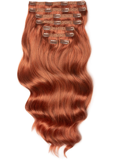 24 inch Deluxe Clip in Hair Extensions in #33 Dark Auburn Red
