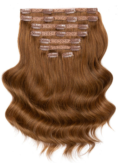 24 inch Deluxe Clip in Hair Extensions #4 Medium Brown
