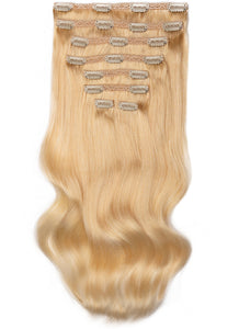 24 Inch Ultimate Volume Clip in Hair Extensions #613 Bleached Blonde