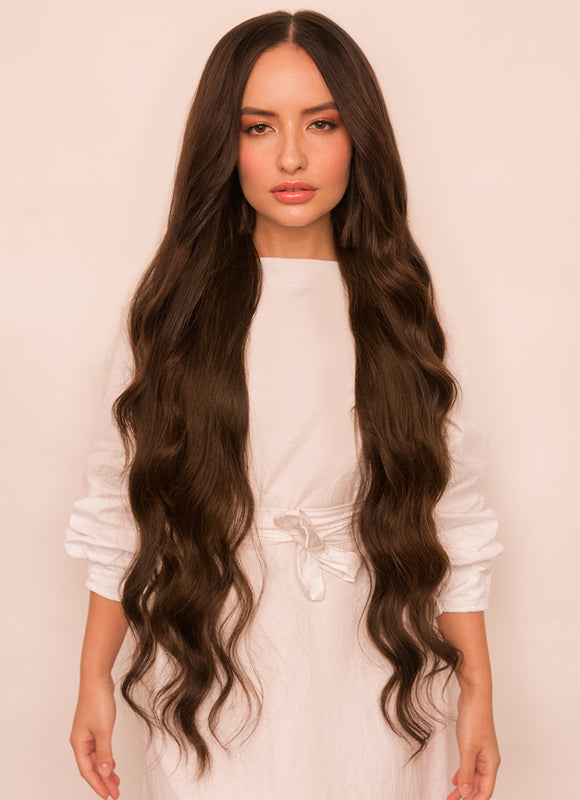 30 inch Ultimate Volume Clip in Hair Extensions #1C Mocha Brown