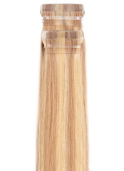 20 inch Remy Tape Hair Extensions Golden Blonde with Light Blonde Highlights