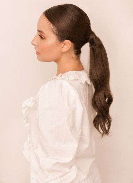 16 Inch Clip In Ponytail Extension #1C Mocha Brown