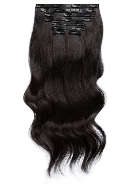 18 inch Seamless Clip in Hair Extensions #1B Natural Black