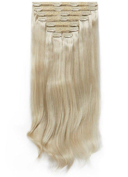 20 Inch Deluxe Clip in Hair Extensions #60W Platinum Blonde