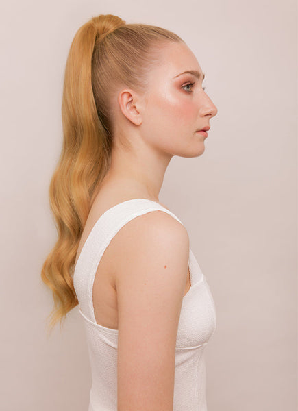 22 Inch Clip In Ponytail Extension #16 Light Golden Blonde