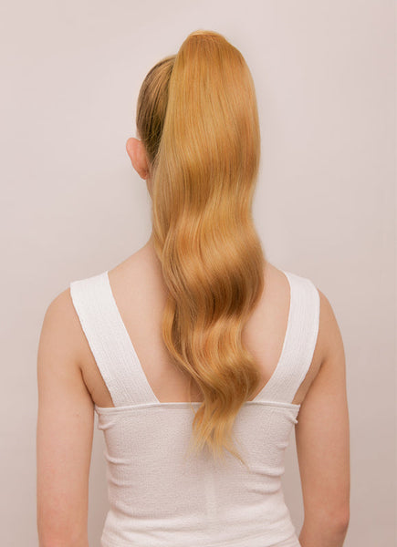 22 Inch Clip In Ponytail Extension #16 Light Golden Blonde