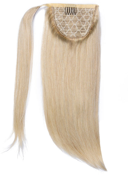 22 Inch Clip In Ponytail Extension #60W Platinum Blonde