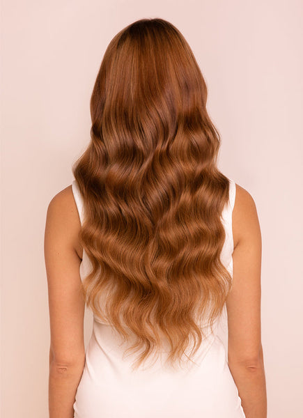 24 inch clip in hair extensions #6 light chestnut brown 2