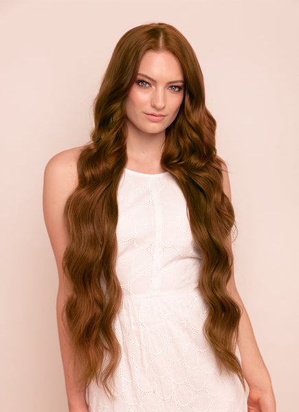 30 inch clip in hair extensions #4 medium brown 1