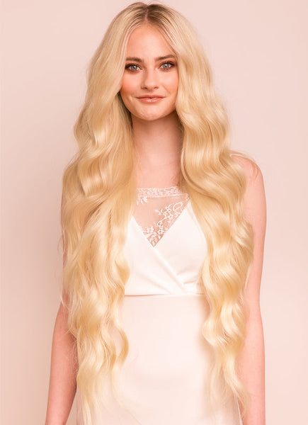 30 inch clip in hair extensions #60 light blonde 1