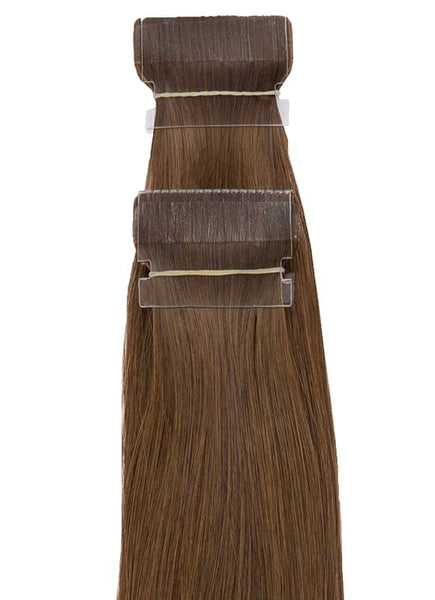 20 Inch Remy Tape Hair Extensions #6 Light Chestnut Brown